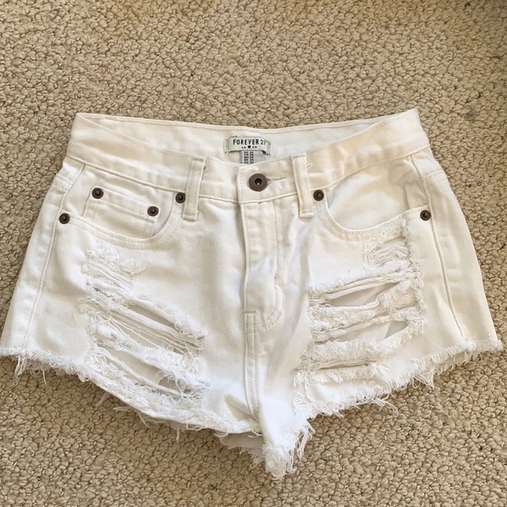 Forever 21 High Waisted White Shorts